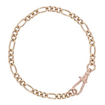 9ct Rose Gold Figaro Bracelet 7"