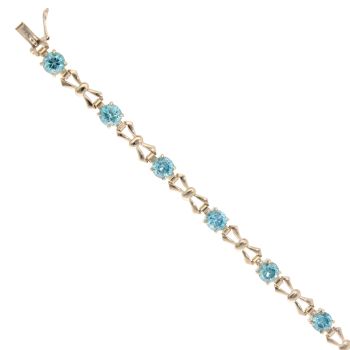 9ct Yellow Gold Blue Cubic Zirconia Bracelet 7"