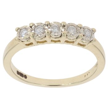 9ct Yellow Gold 0.15ct Diamond Five Stone Diamond Ring