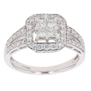 9ct White Gold 0.50ct Diamond Cluster Ring