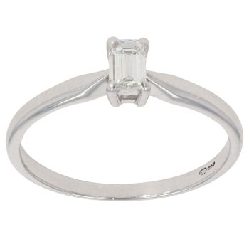 18ct White Gold 0.20ct Emerald Cut Diamond Solitaire Ring