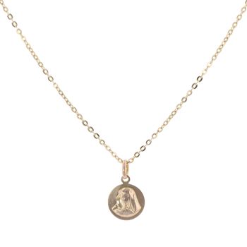 18ct Yellow Gold Our Lady Pendant And Belcher Chain 16"