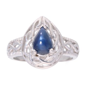 9ct White Gold Sapphire Celtic Ring