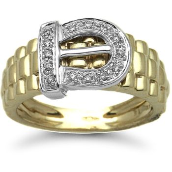 9 Carat Yellow Gold 0.15pts Buckle Ring