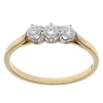 18ct Yellow Gold 0.60ct Diamond Trilogy Ring