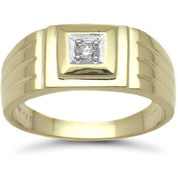 9ct Yellow Gold 0.11ct Diamond Signet Ring