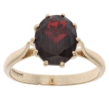 9ct Yellow Gold Garnet Single Stone Ring