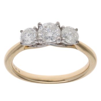 18ct Yellow Gold 1.00ct Diamond Trilogy Ring
