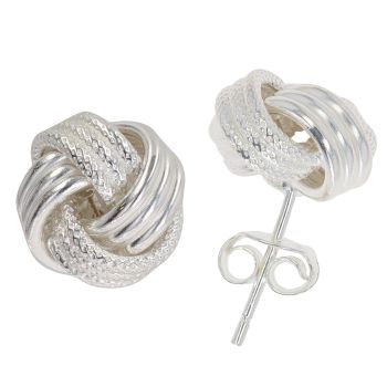 Silver Knot Stud Earrings by Icesia