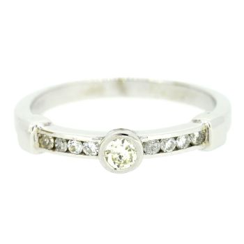 9ct White Gold 0.20cts Diamond Rub over Ring