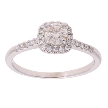 18ct White Gold 0.65ct Diamond Halo Ring