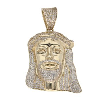 9ct Yellow Gold Cubic Zirconia Jesus Pendant