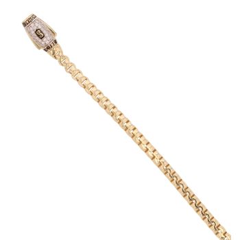 14ct Yellow Gold Monaco Cube Plain Pave Lock Bracelet 7.5"