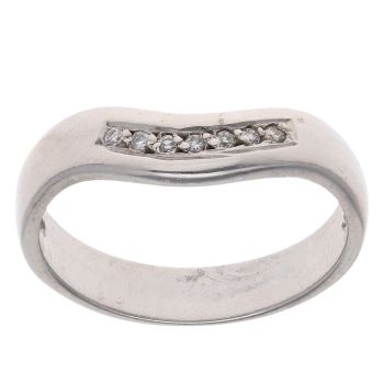 9ct White Gold 0.07ct Brilliant Cut Diamond Wishbone Ring