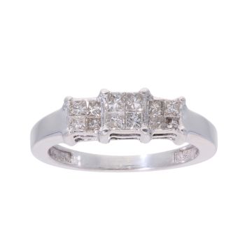 18ct White Gold 0.65ct Diamond Triple Cluster Ring