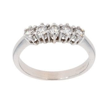 18ct White Gold 0.50ct Brilliant Cut Diamond Five Stone Ring