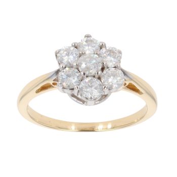 18ct Yellow Gold 1.00ct Brilliant Cut Diamond Cluster Ring