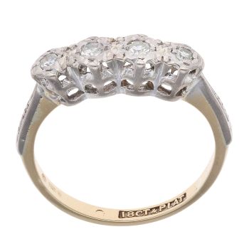 18ct Yellow Gold 0.10ct Round Brilliant Diamond Four Stone Ring