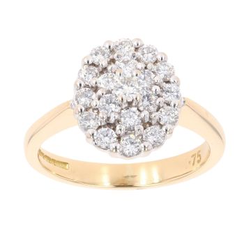 18ct Yellow Gold 0.75ct Brilliant Cut Diamond Cluster Ring