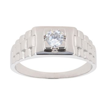 Silver Cubic Zirconia Signet Ring by Icesia