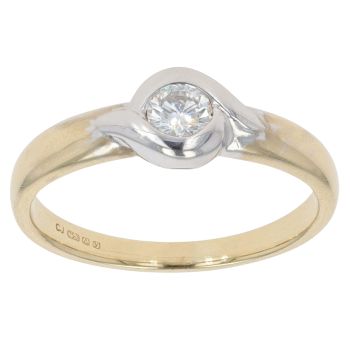 18ct Yellow And White Gold 0.20ct Brilliant Cut Diamond Solitaire Ring