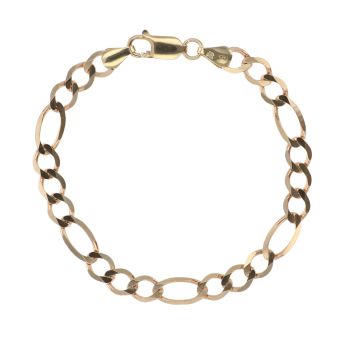 9ct Yellow Gold Figaro Bracelet 7"