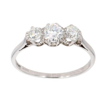 18ct White Gold 0.75ct Old Cut Diamond Trilogy Ring