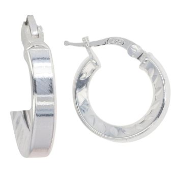 Silver Patterned Hoop Earrings by Icesia