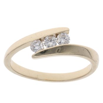 9ct Yellow Gold 0.25ct Brilliant Cut Diamond Trilogy Ring