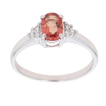 18ct White Gold 0.05ct Diamond And Orange Gemstone Ring