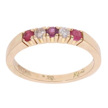14ct Yellow Gold Ruby And Diamond Half Eternity Ring