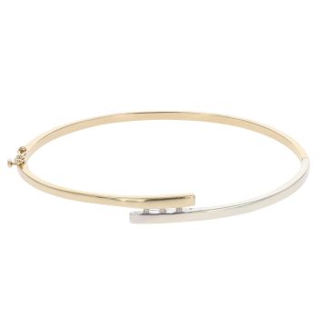 9ct Yellow And White Gold 0.03ct Diamond Hinged Bangle
