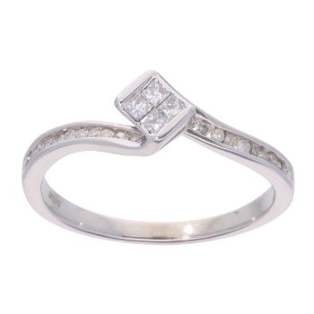 9ct White Gold 0.25ct Diamond Cluster Ring