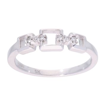 9ct White Gold Triple Square Diamond Ring