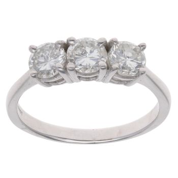 18ct White Gold 1.10ct Diamond Trilogy Ring