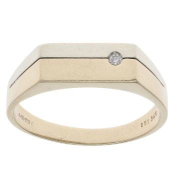 9ct Yellow And White Gold 0.02ct Diamond Signet Ring