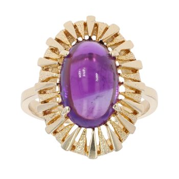 9ct Yellow Gold Amethyst Cabochon Dress Ring