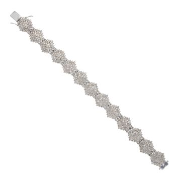 18ct White Gold 10.00ct Brilliant Cut Diamond Bracelet Cluster 7"