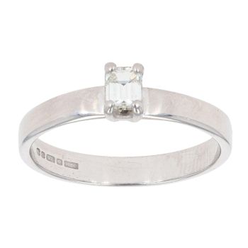 9ct White Gold 0.25ct Diamond Emerald Cut Solitaire Ring