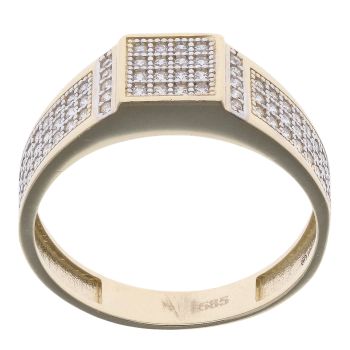 14ct Yellow Gold Cubic Zirconia Signet Ring