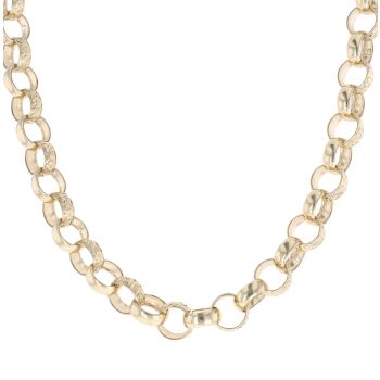 9ct Yellow Gold Patterned and Plain Belcher Chain 32"
