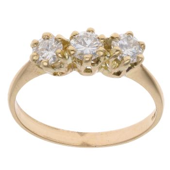 18ct Yellow Gold 0.75ct Brilliant Cut Diamond Trilogy Ring