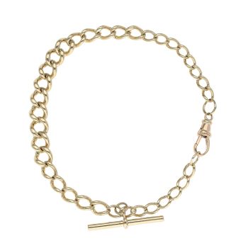 9ct Yellow Gold Graduating Curb T-Bar Bracelet 8.5"