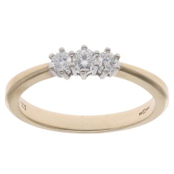 9ct Yellow Gold 0.25ct Brilliant Cut Diamond Trilogy Ring