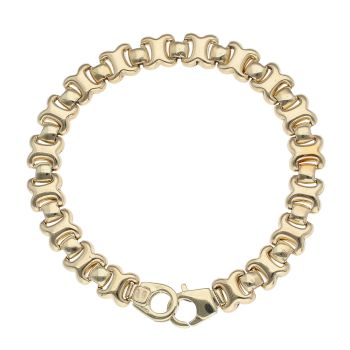 14ct Yellow Gold Crossover Link Fancy Bracelet 7.5"