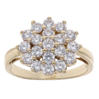 9ct Yellow Gold Cubic Zirconia Cluster Ring