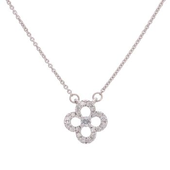 9ct White Gold 0.35ct Diamond Quatrefoil Pendant and Integral Chain 16" by Anya Belle