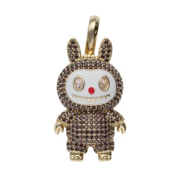 14ct Yellow Gold Brown Gemstone Bunny Pendant