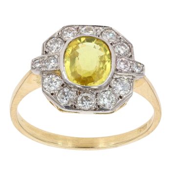 18ct Yellow Gold Yellow Sapphire And 0.65ct Diamond Ring