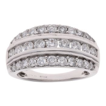18ct White Gold 2.00ct Brilliant Cut Diamond Three Row Ring